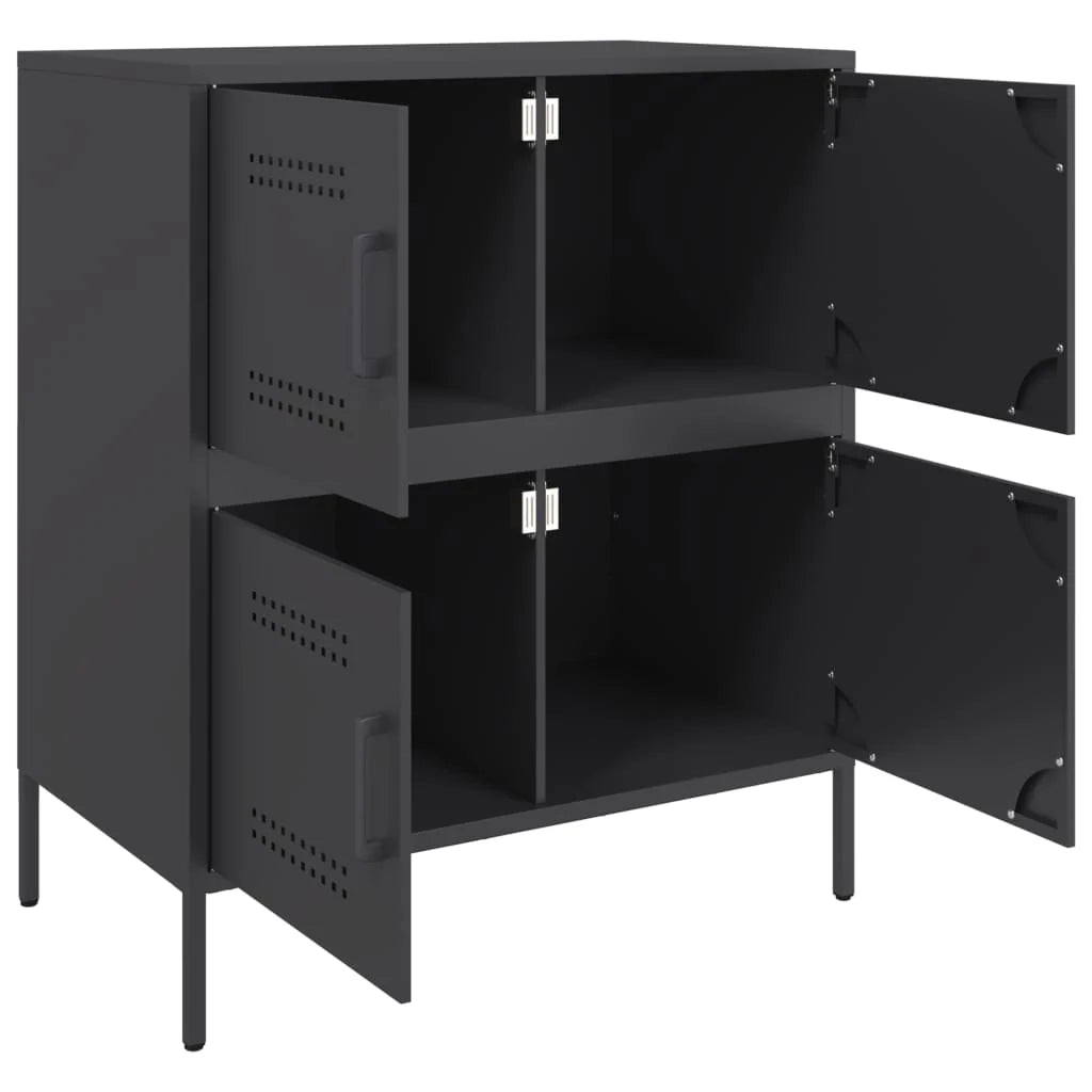 Buffet credenza cassettiera armadio mobile contenitore organizer per cucina soggiorno salotto 68 x 39 x 79 cm acciaio nero 02_0036021