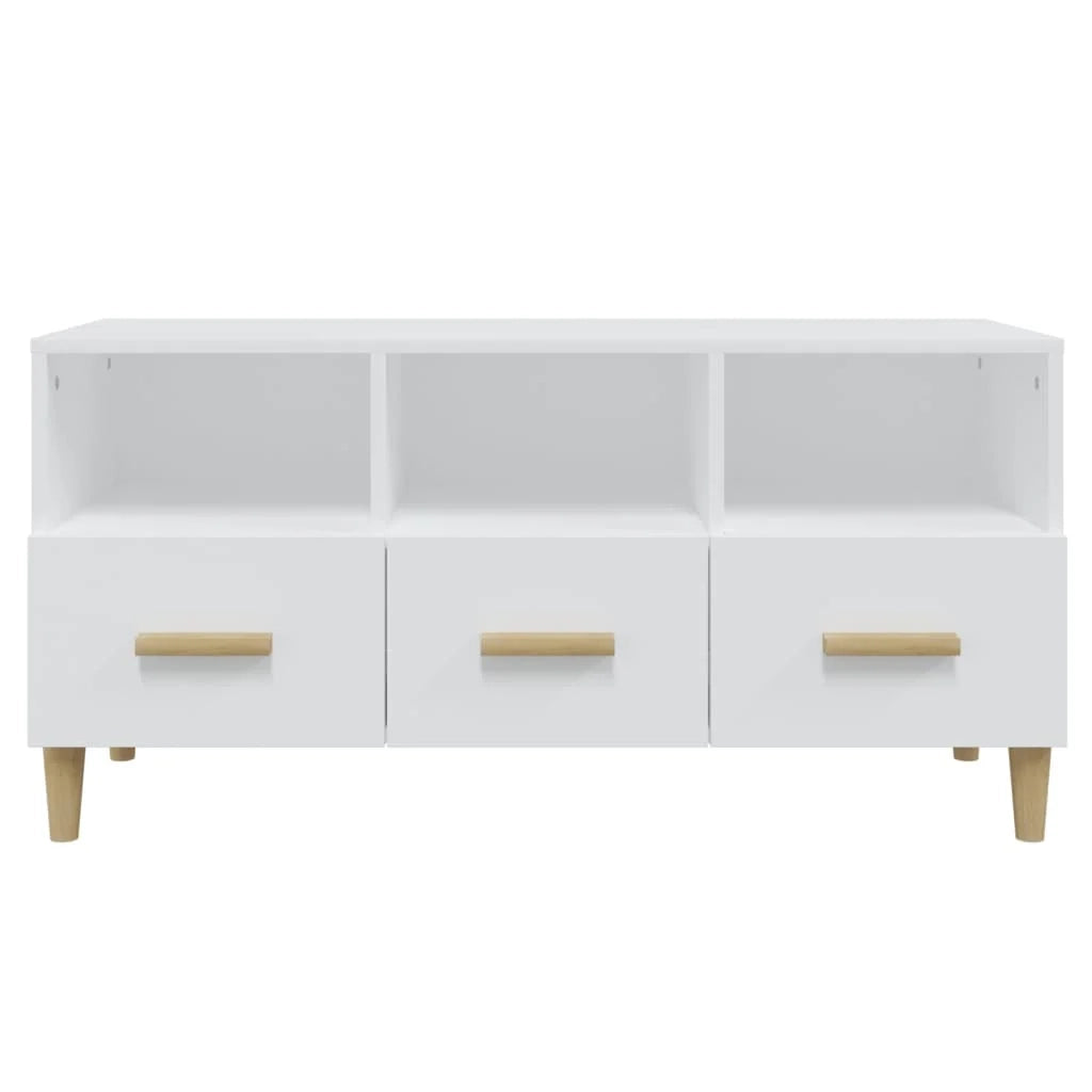 Mobile TV multimediale mensola TV credenza TV sala da pranzo soggiorno camera da letto finitura lucida 102 x 36 x 50 cm legno ingegnerizzato bianco 02_0026997