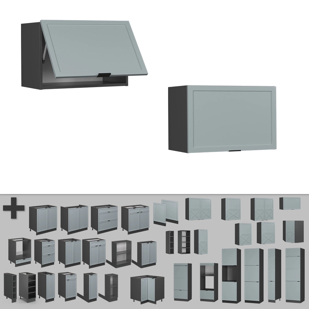 Vicco Pensile da cucina Blu-grigio chiaro 60 cm Piatto