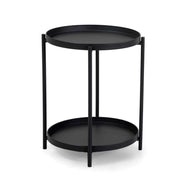 Tavolino Metallo Hiro Antracite Tondo 2piani Cm ø40h50