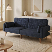 Divano Letto 2 Posti con Schienale Regolabile e Braccioli Regolabili in Velluto Nero 180 × 75 × 82 cm