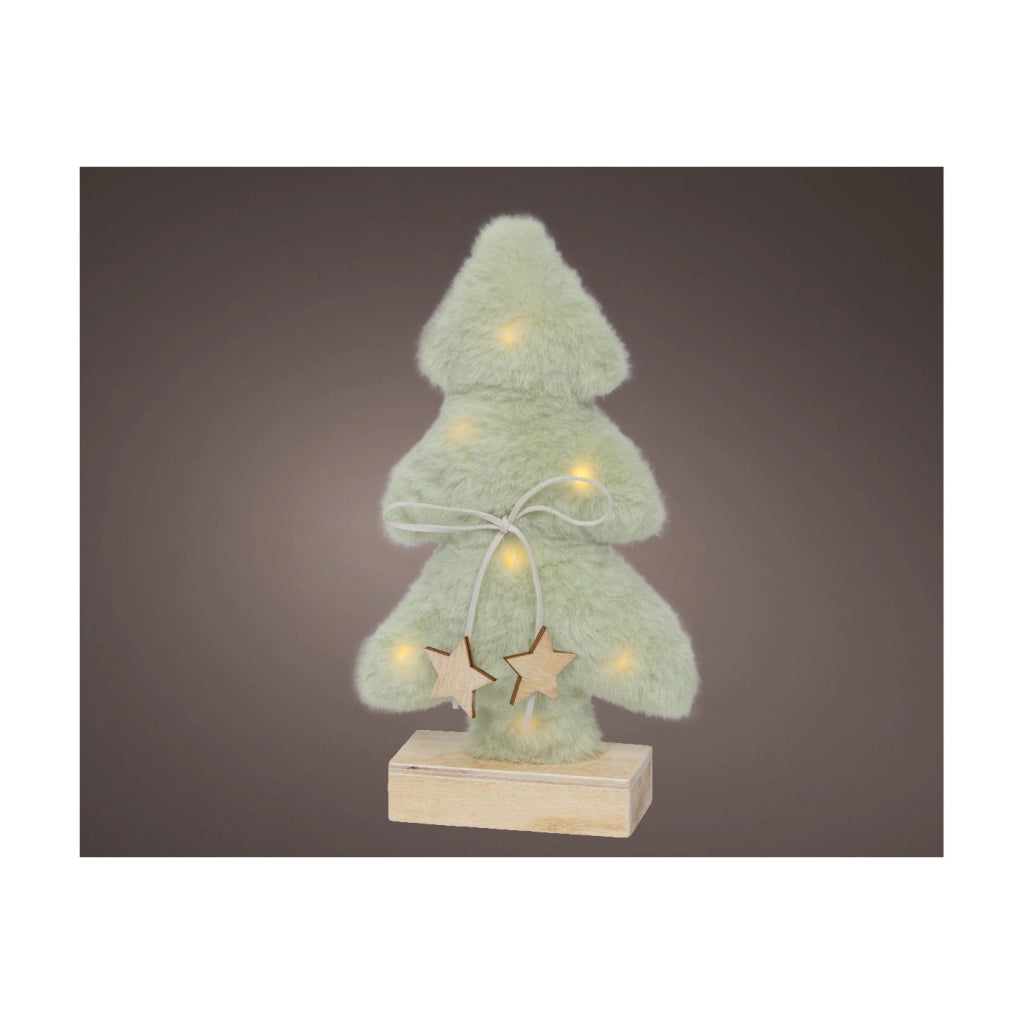 Albero Lgn effetti neve verde c/LED 5x14x24,5cm