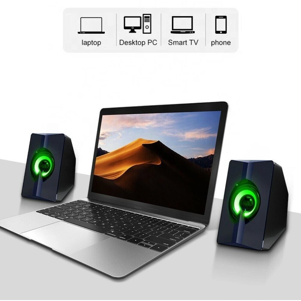 Trade Shop - Casse Audio 2.0 Aux Usb Pc Altoparlanti Per Notebook 3 W X 2 Luce Rgb Ab-d377 -