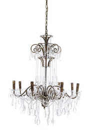 Lampadario Sospensione 6 Luci Shabby Chic Elegante Metallo Vetro Blanc Mariclò