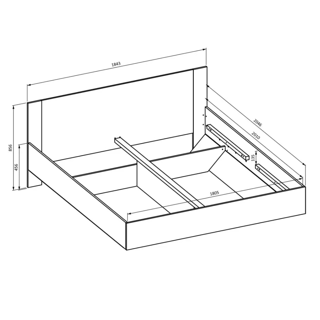 Letto VERTIGO – 180x200 cm con doghe incluse – Rovere selvaggio e beige sabbia – Piede del letto design