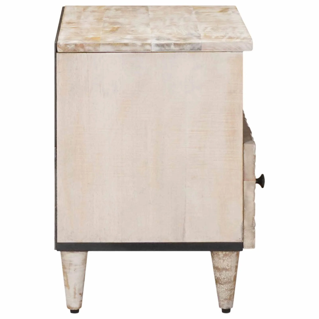 Mobile TV Bianco 70 x 33,5 x 46 cm Legno di mango massello 4018369