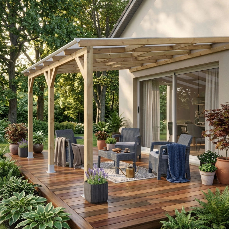 Tetto Couv'TerrasseÂ® in Legno 3x6,8m - senza tetto