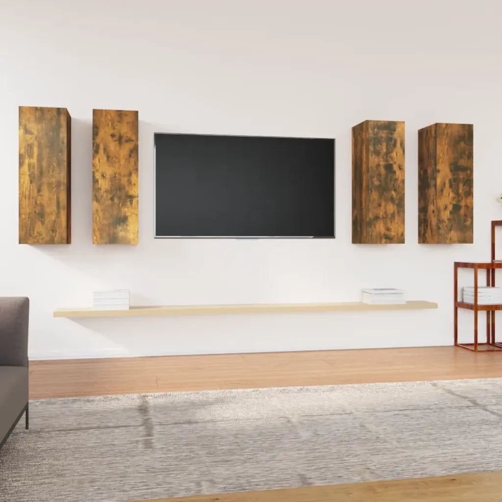 Mobili TV 4 pz Rovere Fumo 30,5x30x90 cm in Legno Multistrato cod mxl 20305
