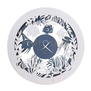 Orologio da parete di design con pesciolini Nettuno Azzurro e bianco marmo