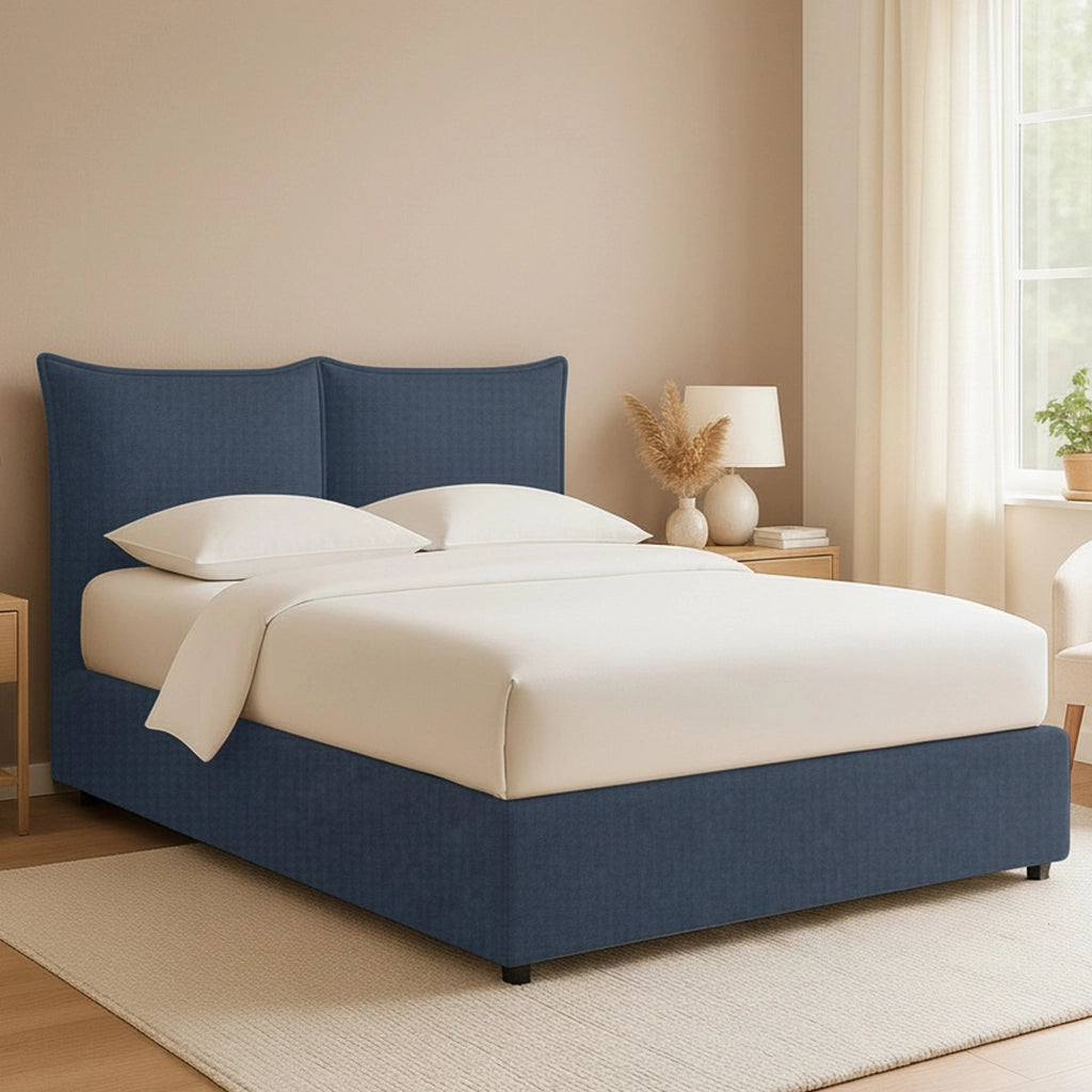 Uckfield, Letto Matrimoniale Sfoderabile Made in Italy, blu