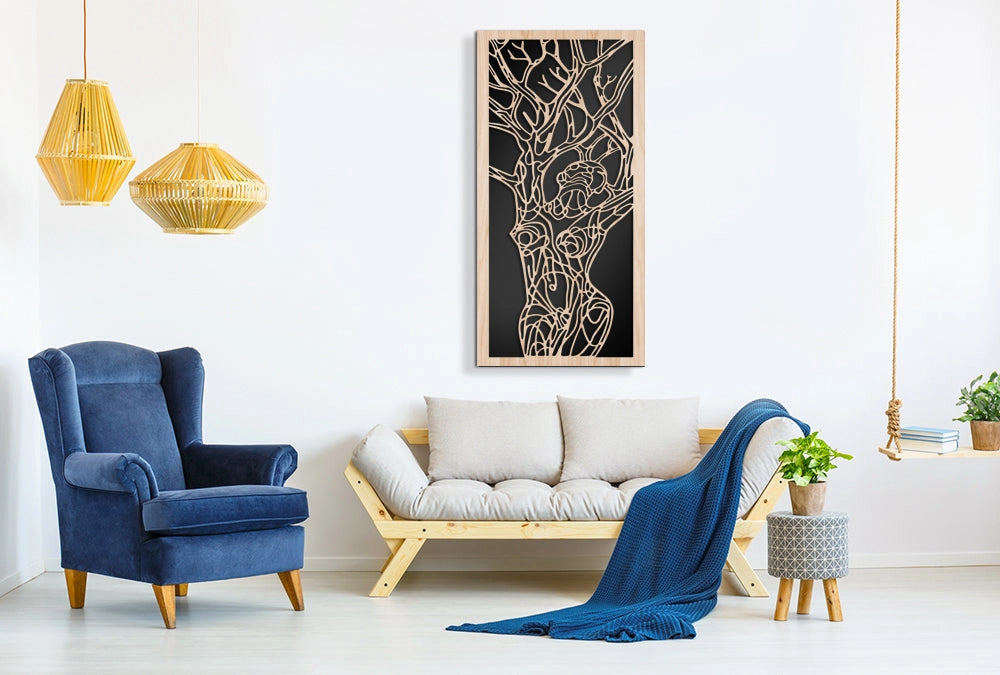 WOMAN TREE - Quadro arredo LASERCUT composito Legno e PVC Misura: 50x100 cm