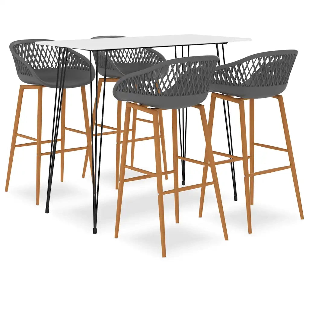 Set da Bar 5 pz Bianco e Grigio 3057408