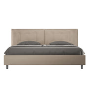 BS COM Letto matrimoniale king size con rete imbottito 200x200 similpelle tortora