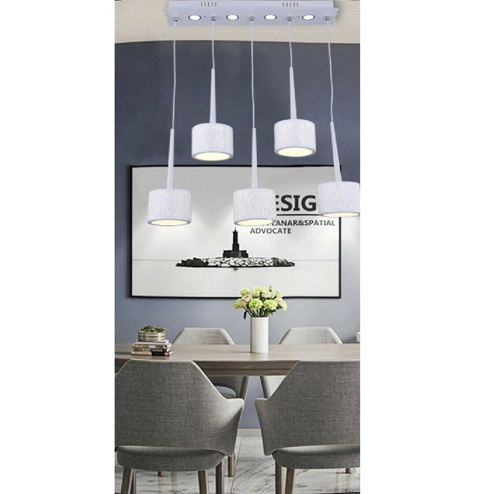 Trade Shop - Lampadario Da Soffitto Sospensione Plafoniera Paralume Bianco 3 Accensioni B10 -