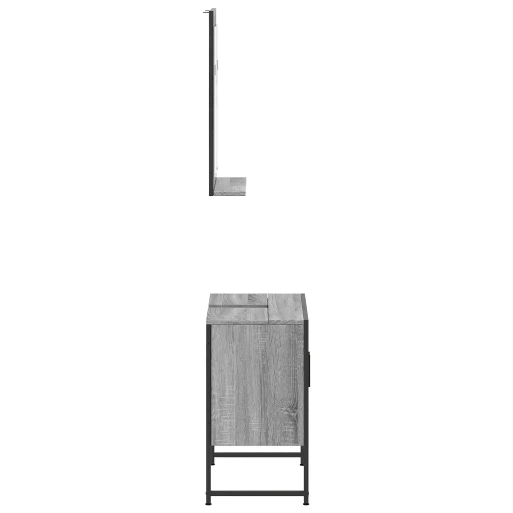 Set Mobili da Bagno | Armadio da bagno 2 pz Grigio Sonoma in Legno Multistrato