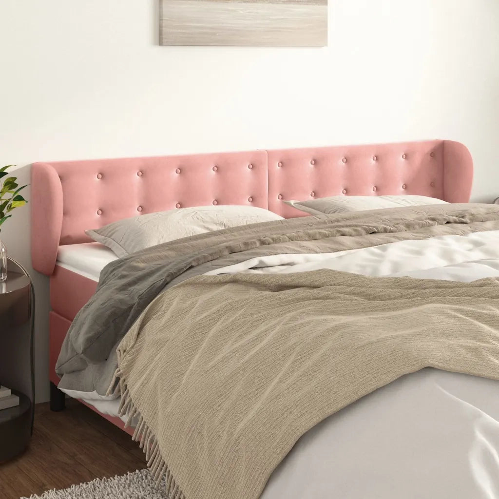 Testiera ad Orecchio Rosa 203x23x78/88 cm in Velluto 3117649