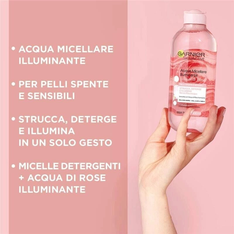 GARNIER SKIN 400ML ACQUA MICELLARE ILLUMINANTE ACQUA DI ROSE