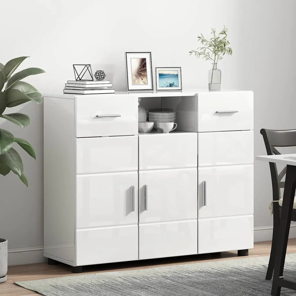 Armadio in Legno con cassetto Bianco Lucido 88,5 x 30,5 x 73 cm