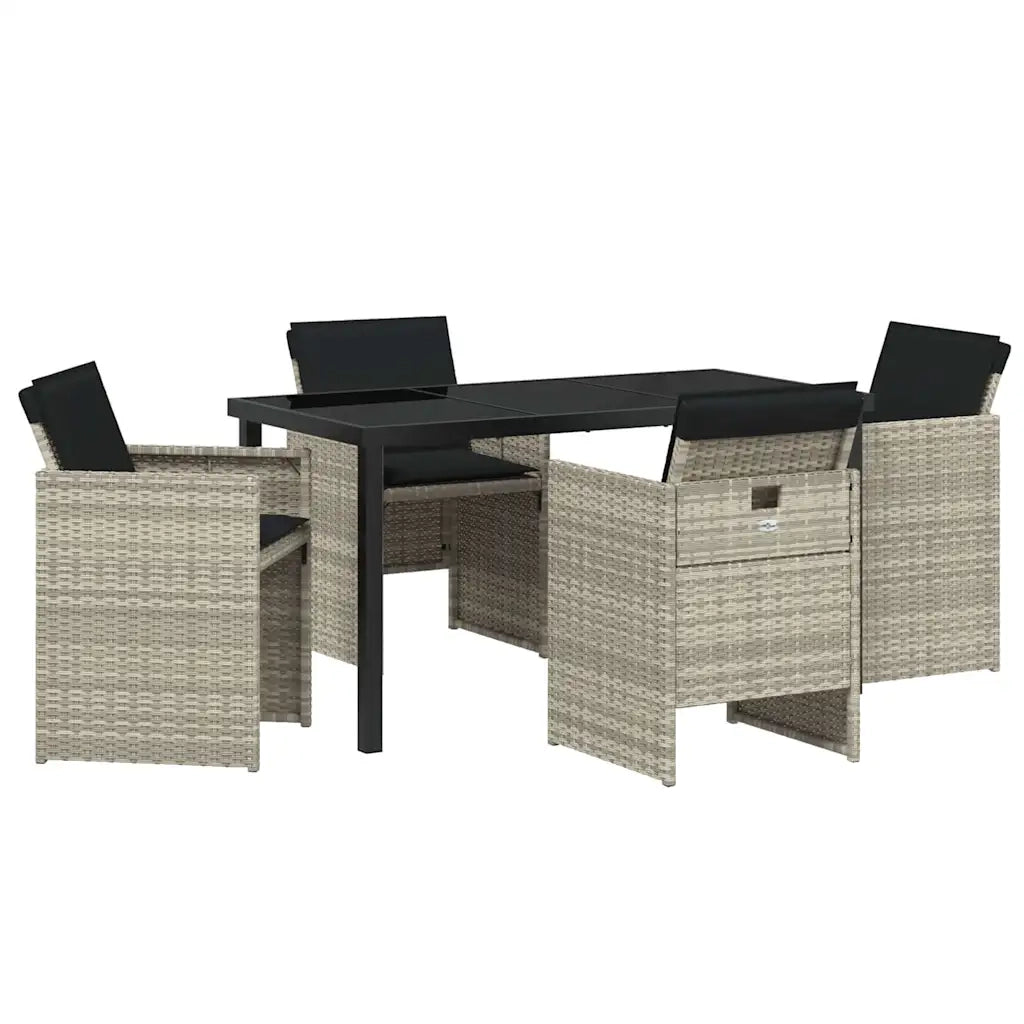Set da Pranzo per Giardino 5 pz | Set Salotto da Giardino Grigio chiaro polyrattan