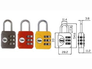LUCCHETTO AD ARCO A COMBINAZIONE DA VIAGGIO PER VALIGE P1- - mm.28 giallo (YP1/28/121/1Y) - 1 blister YALE