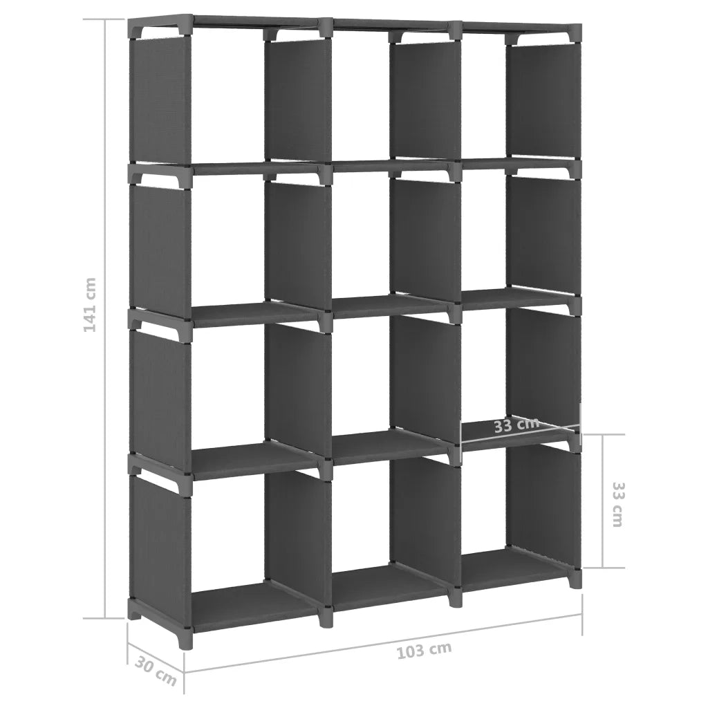 Mensola con 12 Vani a Cubo Grigia 103x30x141 cm in Tessuto CFW2989264
