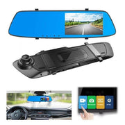 Trade Shop - Specchietto Retrovisore Touch Dvr 4.3" Full Hd Tf Camera Anteriore Posteriore -