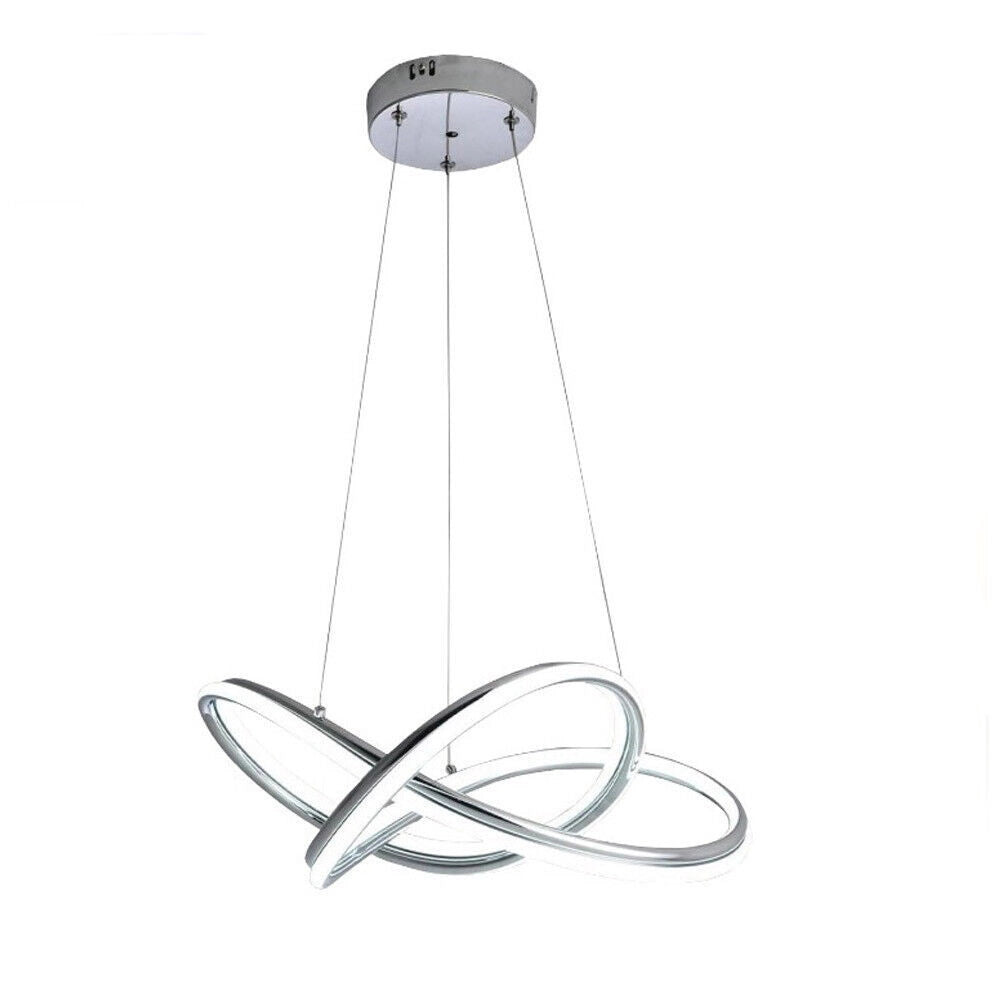 Trade Shop - Lampadario Led Moderno Intrecciato 60w Ip20 Cromato Cct Tripla Colorazione Luce A50-a3c -