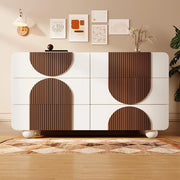 Credenza Elegante 121x71x41cm - Xylo - Bianco con 6 Cassetti Curvi e Guide Silenziose