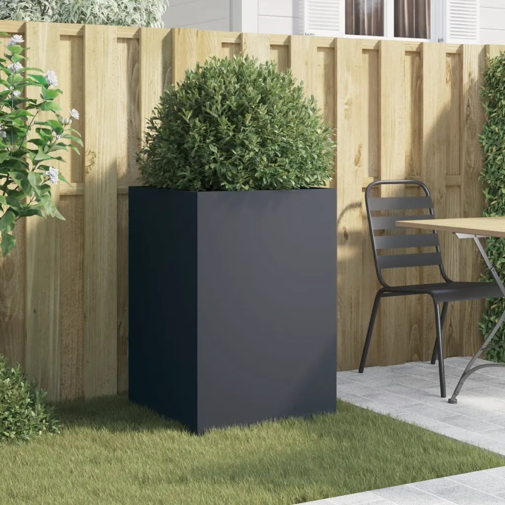 Fioriera-Vaso-Contenitore per Piante Antracite 52x48x75 cm in Acciaio