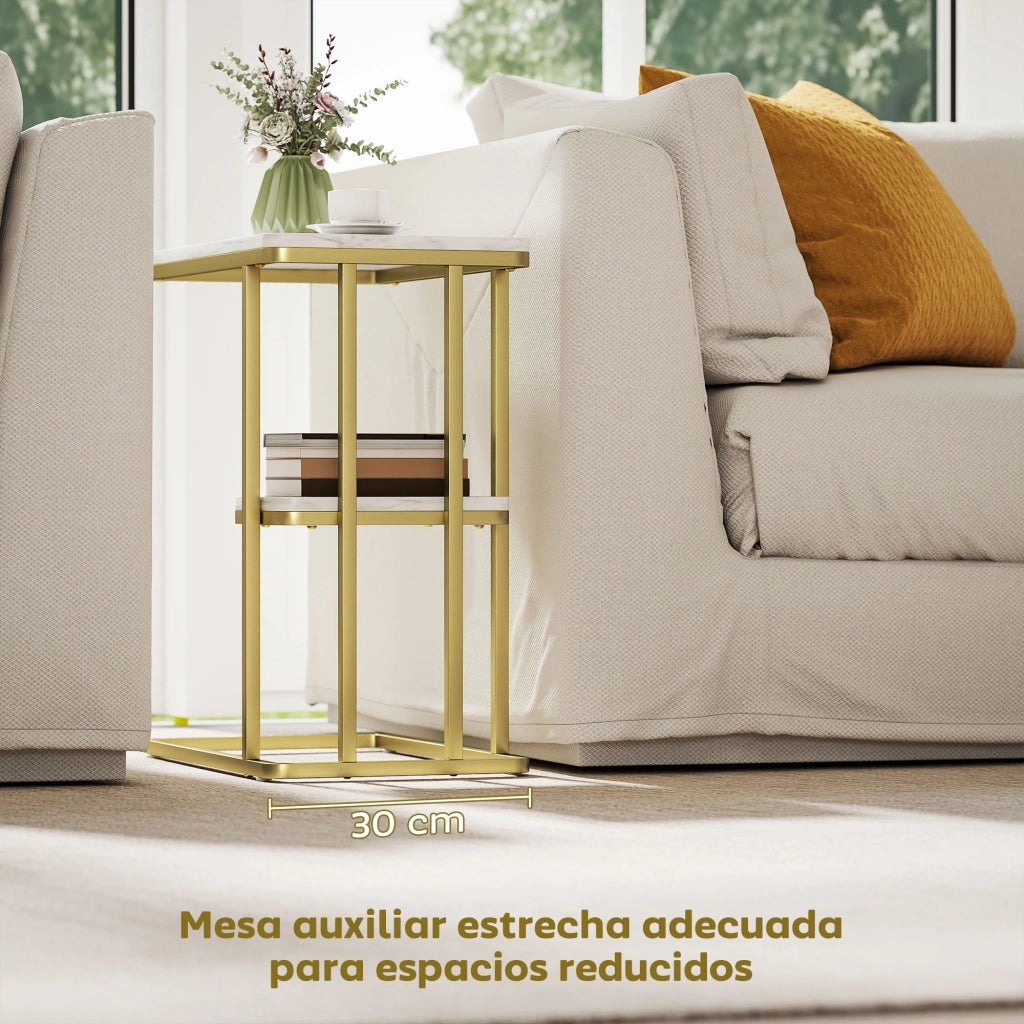 Tavolino da caff¨¨ ¨C zephmum ¨C 50x30x57.5 cm bianco effetto marmo