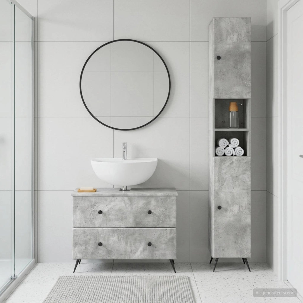Set di Armadi da Bagno da 2 Pezzi BREDA Grigio Cemento 3417561