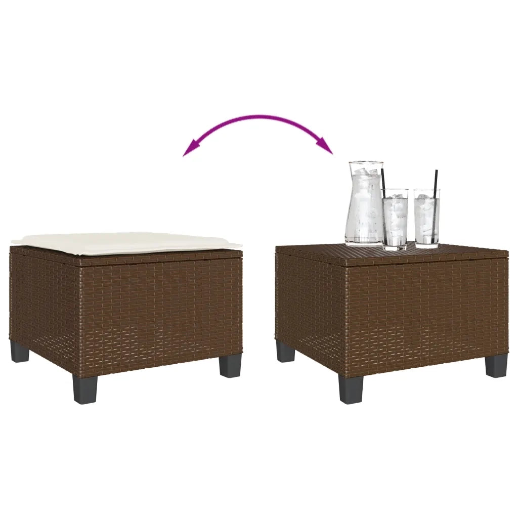 Set BistrÃ² 3 pz con Cuscini Marrone in Polyrattan