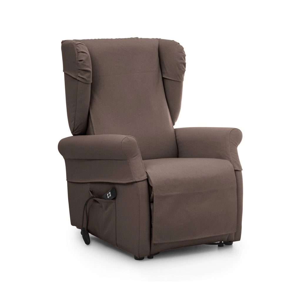 Poltroncina Treia, Poltrona Sfoderabile Made in Italy, 75x84x107h cm Marrone
