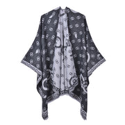 Nuovo scialle/scialle da donna, elegante mantello retr¨° con spacco e nappe su entrambi i lati