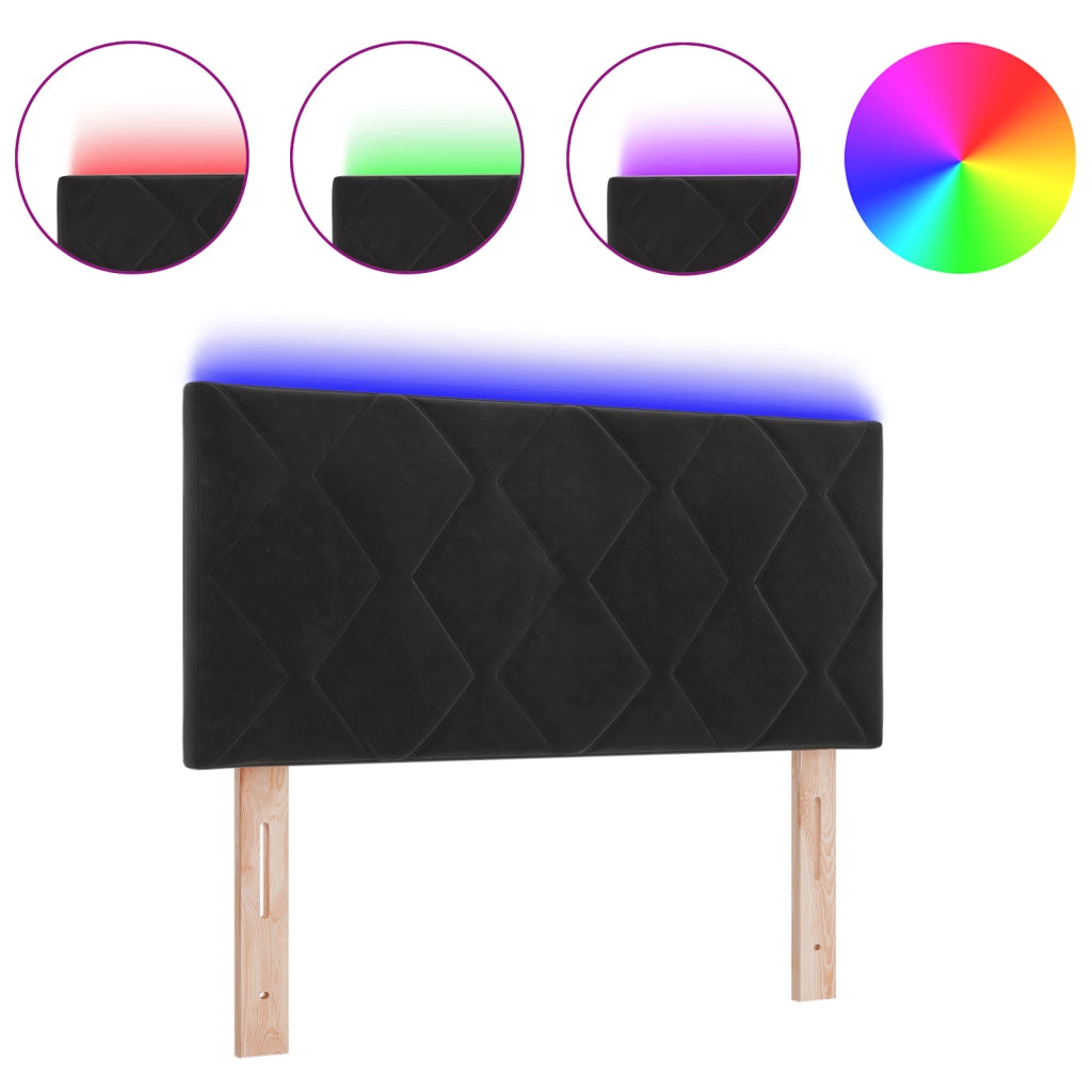 Testiera LED Nera Set di 2 Nero Tessuto 90 cm USB-C
