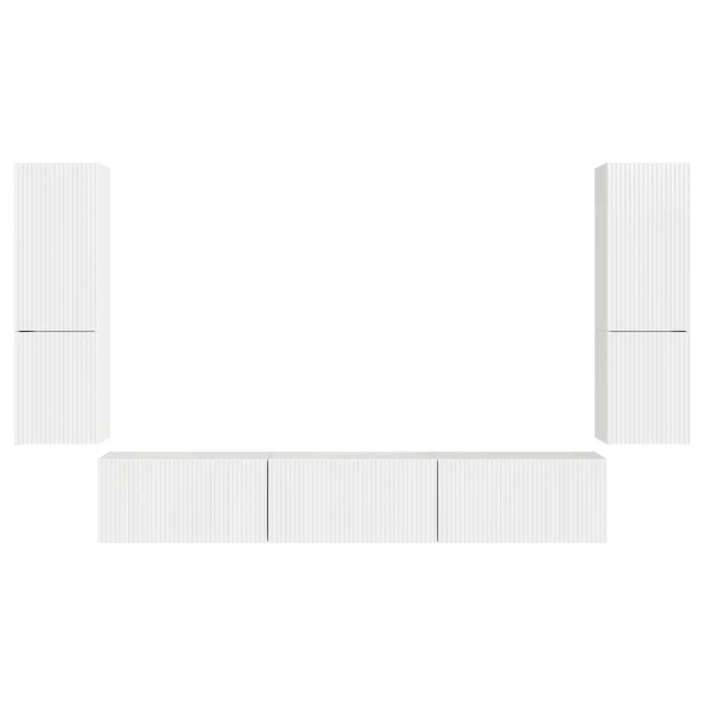 Set mobile TV 4 pcs Bianco Lucido Legno multistrato 3409046
