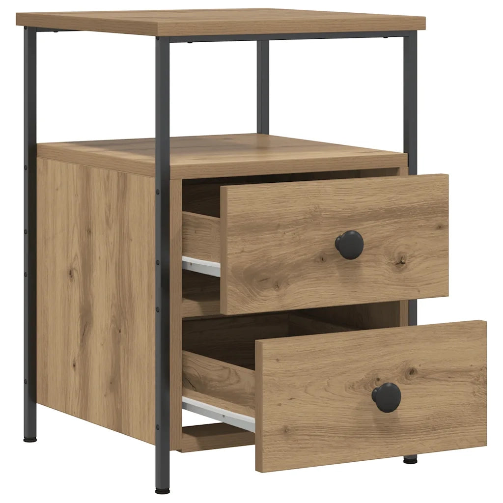 Comodini 2pz-Set di 2 Tavolino da notte Rovere Artigianale 34x35,5x50 cm Legno Multistrato