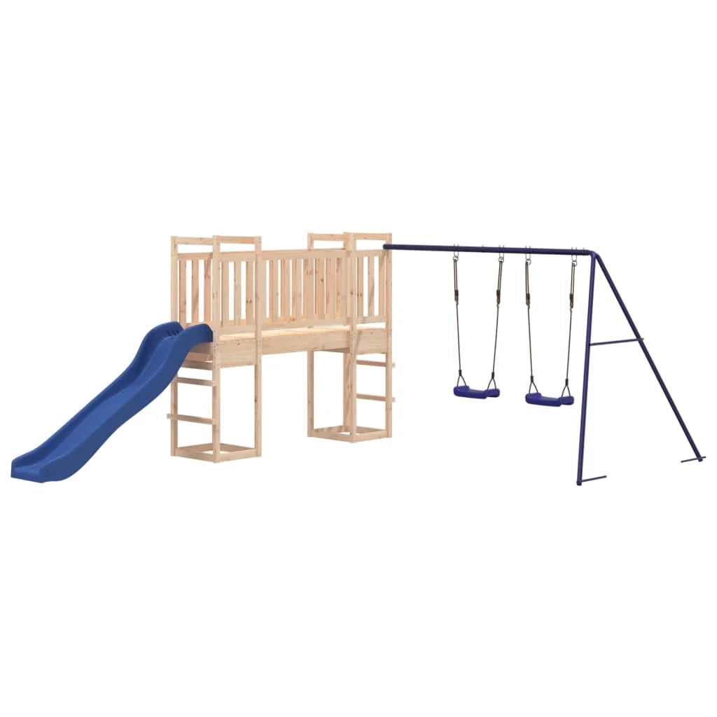 Altalena per parco giochi all'aperto scivolo altalena robusta giochi da giardino 53 x 397 x 169 cm legno di pino massiccio 02_0004809