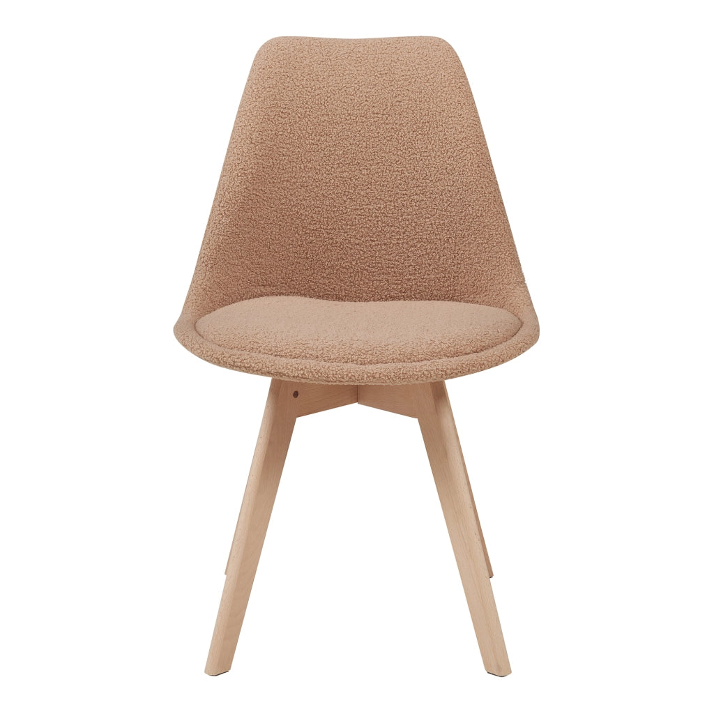 Set Fläten di 4 Sedie da Sala con Seduta Imbottita Rivestimento in Tessuto Bouclé Tortora [en.casa]
