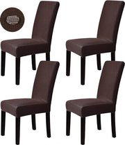 Set di 4 coprisedia estensibili per sedie da giardino, sedie da tavolo, protezione sedie, coprisedia decorativi bi-elastici per hotel, matrimonio, ricevimento, cucina, ristorante, festa, ufficio (marrone)