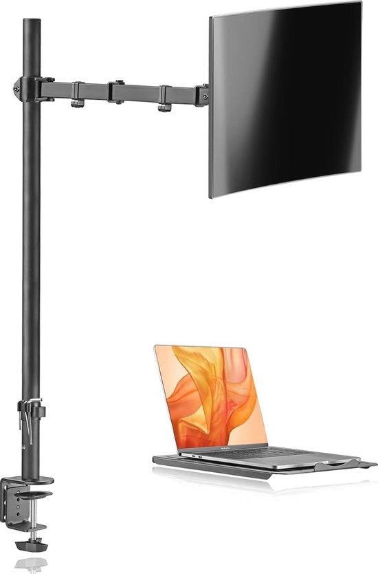Monitorarm adattabile con caricabatteria per laptop per schermi da 13 a 27 pollici e laptop da 17 pollici - rotazione 360° e regolazione di altezza fino a 80 cm