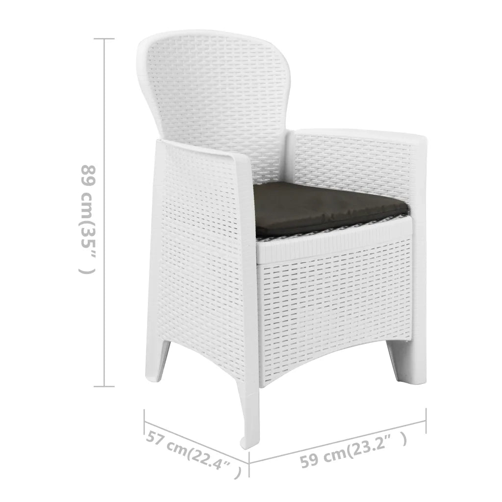 Sedie da Giardino 2 pz | Sedie da Esterno Cuscino Bianche in Plastica Stile Rattan