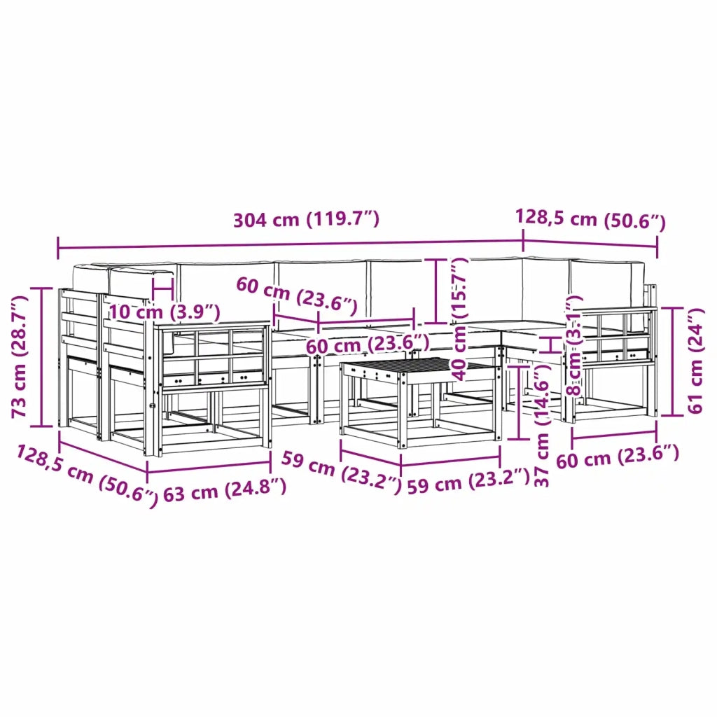 Set di divani da esterno 6 pz 3387394