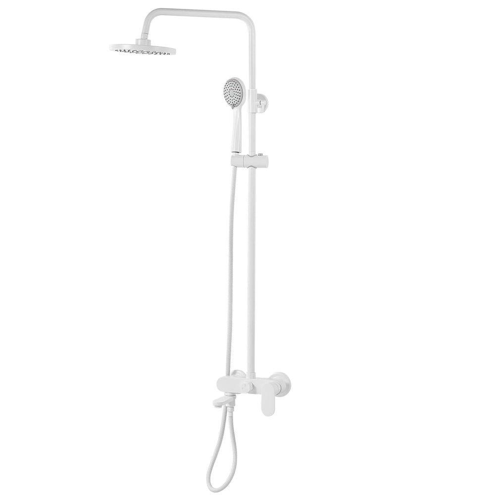 Moderno Set Colonna Doccia da Muro con Soffione a Pioggia in Ottone Bianco Opaco