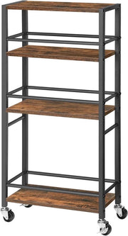 Carrello da cucina a 4 livelli - carrello multifunzionale - nero e marrone