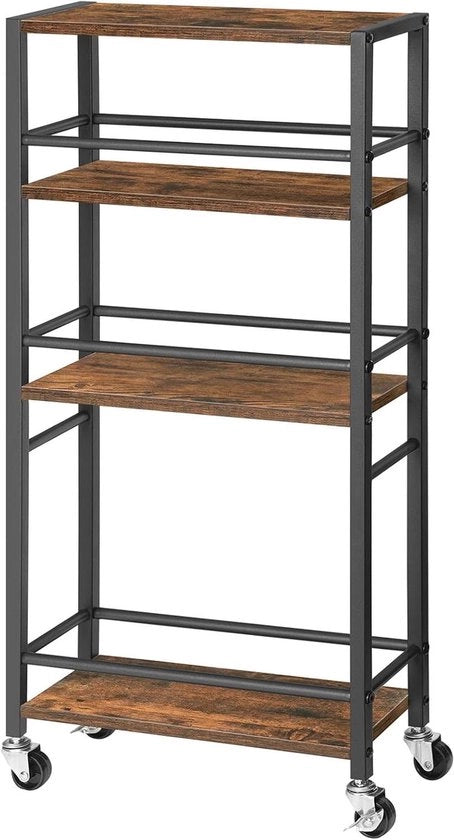 Carrello da cucina a 4 livelli - carrello multifunzionale - nero e marrone