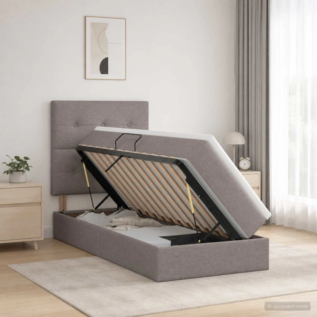 Letto con contenitore LED e materasso Tortora 90 x 200 cm 3459921