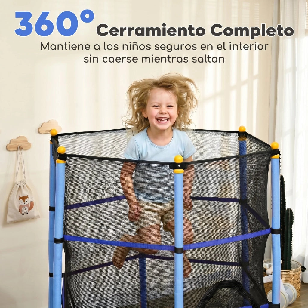 Trampolino per Bambini 163 cm con Rete di Sicurezza ¨C ZephMum ¨C Blu