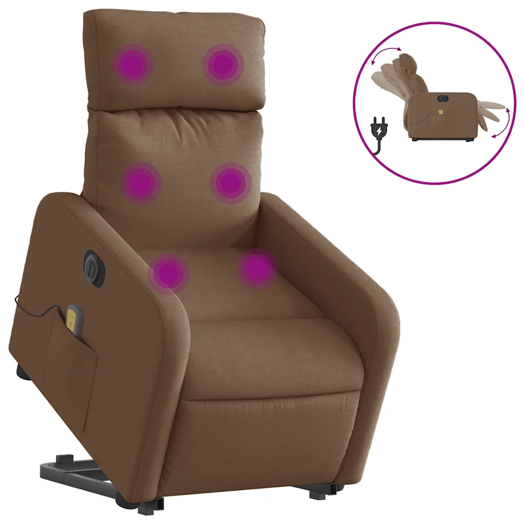 Poltrona Alzapersona Massaggiante Elettrica Marrone Tessutocod mxl 133069