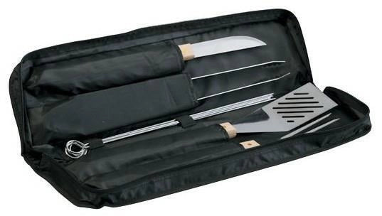 Campingaz 205829 Set Utensili Barbecue con Borsa in Tessuto Acciaio Inox 5 pezzi colore Nero